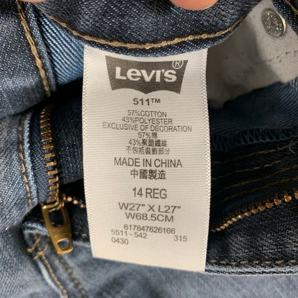 Levi's 511 Slim Boys Jeans Size 14 REG (27×27) Faded Black/Grey Denim - Picture 7 of 9